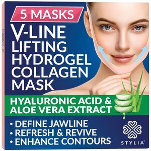 5 Piece V-Line Lifting Collagen Face Mask with Hyaluronic Acid Jawline Collagen
